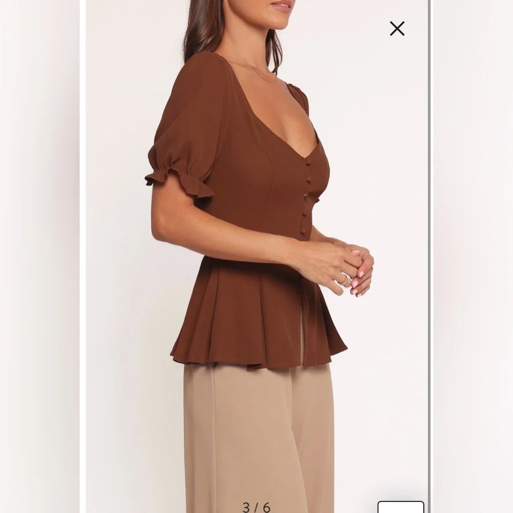 NWT- Petal & Pup Kameran Peplum Top, Chocolate, XS - Picture 3 of 12
